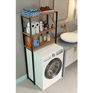 Steel Desing Çamaşır Makinesi Üstü Banyo Rafı – 3 Katlı Metal Gövdeli Düzenleyici, Depolama Ve Çok Amaçlı Dolap
