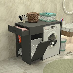 Eflin Çamaşır Sepetli Çamaşır Makinesı Dolabı Antrasit