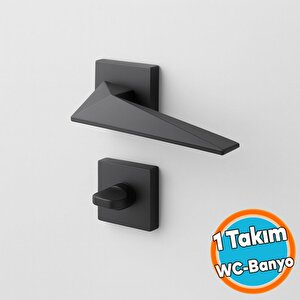 1 Takım Wc Siyah Kapı Kolu Kare Rozetli Ev Kapı Kolları Kilitlenebilir Sağ Sola Uygun