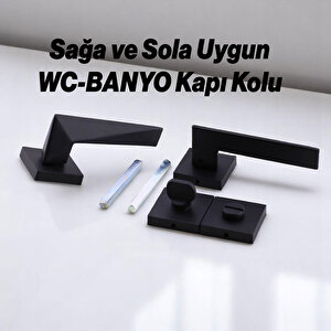 1 Takım Wc Siyah Kapı Kolu Kare Rozetli Ev Kapı Kolları Kilitlenebilir Sağ Sola Uygun