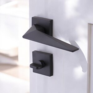 1 Takım Wc Siyah Kapı Kolu Kare Rozetli Ev Kapı Kolları Kilitlenebilir Sağ Sola Uygun