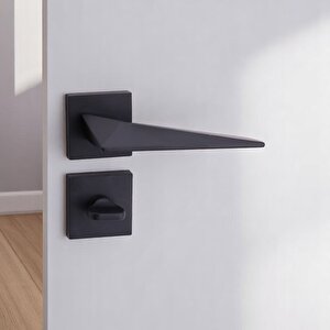 1 Takım Wc Siyah Kapı Kolu Kare Rozetli Ev Kapı Kolları Kilitlenebilir Sağ Sola Uygun