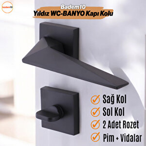 1 Takım Wc Siyah Kapı Kolu Kare Rozetli Ev Kapı Kolları Kilitlenebilir Sağ Sola Uygun