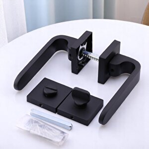 Kapı Kolu Kare Rozetli Wc - Banyo Siyah Ev Kapı Kolları Sağa Sola Uygun Kilitlenebilir 1 Takım