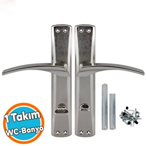 Kapı Kolu Wc Banyo Nikel İnox Aynalı Sağa Sola Uygun İç Dış Wc Kapısı Kilitlenebilir 1 Takım