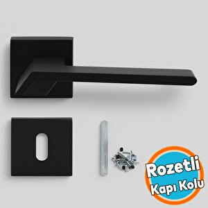 Kare Rozetli Oda Kapı Kolu Mat Siyah Sağa Sola Uygun Ön Arka Oda Kapısı 1 Takım
