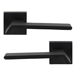 Kare Rozetli Oda Kapı Kolu Mat Siyah Sağa Sola Uygun Ön Arka Oda Kapısı 1 Takım