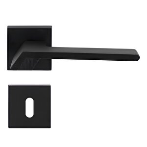 Kare Rozetli Oda Kapı Kolu Mat Siyah Sağa Sola Uygun Ön Arka Oda Kapısı 1 Takım