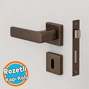 İnox Titanyum Rozetli Oda Tipi Kapı Kolu Sağ Sol Uygun Modern İç Kapı Kilitli 1 Takım