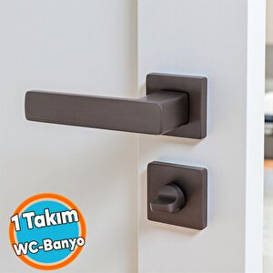 Wc Banyo Tipi Kapı Kolu Rozetli Sağ Sol İnox Titanyum Uygun Modern İç Kapı Kilitli 1 Takım