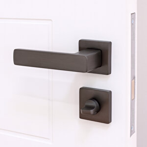 Wc Banyo Tipi Kapı Kolu Rozetli Sağ Sol İnox Titanyum Uygun Modern İç Kapı Kilitli 1 Takım