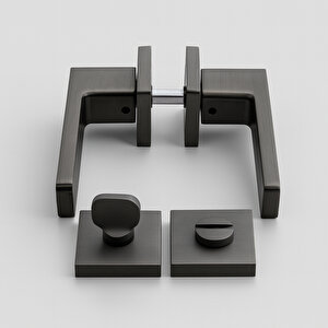 Wc Banyo Tipi Kapı Kolu Rozetli Sağ Sol İnox Titanyum Uygun Modern İç Kapı Kilitli 1 Takım