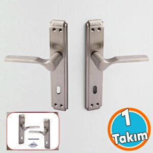 Kapı Kolu İç Oda Aynalı Sağa Sola Uygun Saten Renk Dış Ahşap Pvc Metal Çelik Kapısı Tutamağı 1 Takım