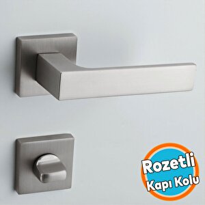 Wc-banyo Kapı Kolu Kare Rozetli İnox Sağa Sola Uygun İç Dış Kapısı Kilitlenebilir 1 Takım