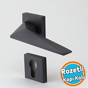 Kapı Kolu Siyah Kare Rozetli Sağa Sola Uygun Ev Kapı Kolları Kilitlenebilir 1 Takım Yale Kapı Kolu