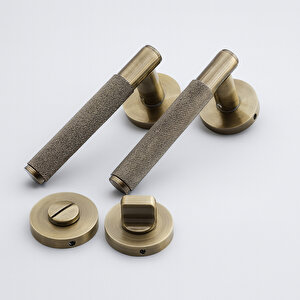 Wc Banyo Tipi Kapı Kolu Rozetli Antik Füme Sağ Sol Uygun Modern İç Kapı Kilitli 1 Takım