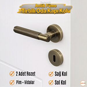 Wc Banyo Tipi Kapı Kolu Rozetli Antik Füme Sağ Sol Uygun Modern İç Kapı Kilitli 1 Takım