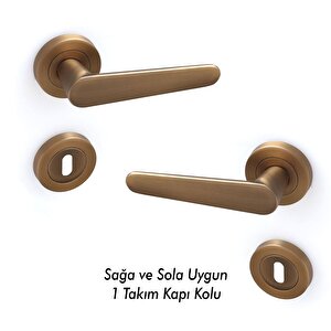 Oda Kapı Kolu Daire Rozetli Antik Sarı Sürgülü Ve Çelik Kapı Kulpu Uyumlu Sağ Sol Uygun Kolları
