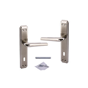 1 Takım İç Oda Kapı Kolu Aynalı Sağa Sola Uygun Saten Renk Dış Ahşap Pvc Metal Çelik Kapısı Tutamağı