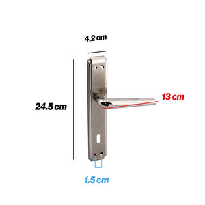1 Takım İç Oda Kapı Kolu Aynalı Sağa Sola Uygun Saten Renk Dış Ahşap Pvc Metal Çelik Kapısı Tutamağı