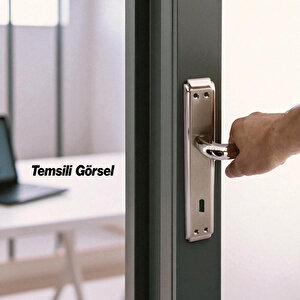 1 Takım İç Oda Kapı Kolu Aynalı Sağa Sola Uygun Saten Renk Dış Ahşap Pvc Metal Çelik Kapısı Tutamağı