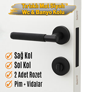 Wc Banyo Tipi Mat Siyah Kapı Kolu Rozetli Sağ Sol Uygun Modern İç Kapı Kilitli 1 Takım
