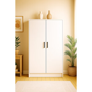 Mdf 2 Kapaklı Yüklük Dolap | 180×90×50 Cm | Beyaz – Çok Amaçlı Gardrop