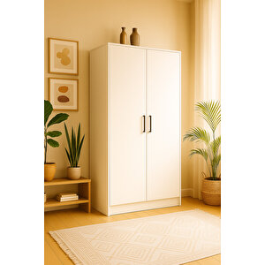 Mdf 2 Kapaklı Yüklük Dolap | 180×90×50 Cm | Beyaz – Çok Amaçlı Gardrop