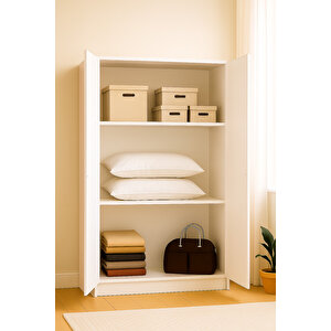 Mdf 2 Kapaklı Yüklük Dolap | 180×90×50 Cm | Beyaz – Çok Amaçlı Gardrop