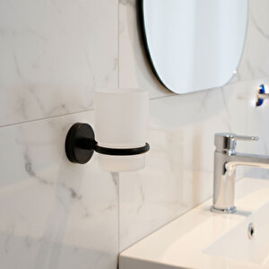 Diş Fırçalık Plastik Hazneli Banyo Wc Duvara Monte Vidalı Dübel Dahil Siyah Tekli Aksesuar