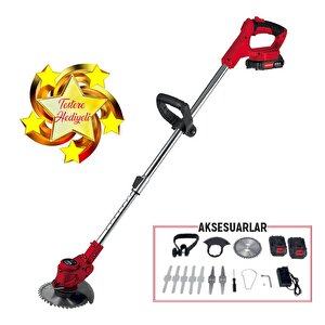 Yan Tırpan Elektrikli Şarjlı Çim Ot Biçme Kesme Rodex Rdx9022 Li-on Çift Batarya Akülü 150 Mm Disk