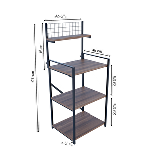 4 Katlı Banyo Rafı,metal Çerçeveli Ahşap Raflı Çok Amaçlı Organizer,temizlik Malzemesi Düzenleyici