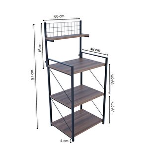 Steel Design 4 Katlı Banyo Rafı,metal Çerçeveli Ahşap Raflı Çok Amaçlı Organizer,temizlik Malzemesi Düzenleyici