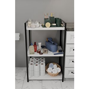 3 Katlı Banyo Rafı Metal Çerçeveli Çok Amaçlı Organizer,çamaşır Odası,düzenleyici Banyo Dolabı Beyaz
