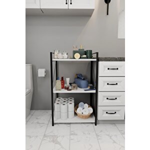 3 Katlı Banyo Rafı Metal Çerçeveli Çok Amaçlı Organizer,çamaşır Odası,düzenleyici Banyo Dolabı Beyaz