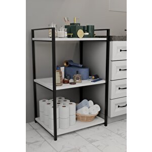3 Katlı Banyo Rafı Metal Çerçeveli Çok Amaçlı Organizer,çamaşır Odası,düzenleyici Banyo Dolabı Beyaz