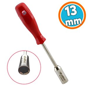 1 Adet 230 Mm Lokma Uçlu Tornavida 13 Mm Altıgen Köşeli 23 Cm Plastik Saplı