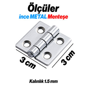 Metal Yaprak Menteşe Gümüş 30x30 Mm 2 Adet Set İnce Dolap Mobilya Kapak Menteşe Bağlantı Kapı