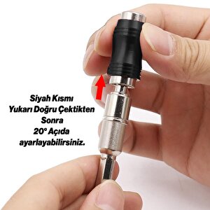 1 Adet Açılı Oynar Başlıklı Bits Uç 1/4" 90 Mm Manyetik Mıknatıslı Matkap Uyumlu 20° Lokma Ucu