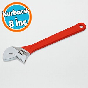 İngiliz Anahtarı Kurbacık 8 İnç 19.5 Cm Profesyonel Ayarlı Anahtar Çelik Gövde Ergonomik Sap Vidalı