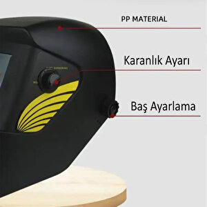 Otomatik Kararan Güneş Enerjili Pilli Baş Maskesi Siperlik Kartuşlu Kaynak Gözlüğü Ayarlanabilir