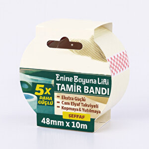 Tamir Bandı Enine Boyuna Lifli 48mm X 10mt Şeffaf Ultra Güçlü Yapışkan Onarım Ve İzolasyon Bandı
