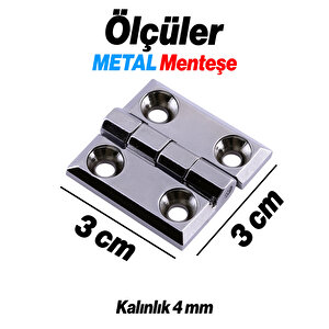 2 Adet Yaprak Menteşe Metal 30x30 Mm Gümüş Krom  Kapi Pencere Dolap Mobilya Kapak Menteşe Bağlantı