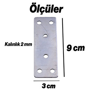 Mobilya Sabitleme Köşe Bağlantı Demiri 30x90 Mm 10 Adet Set Düz Metal Gönye Dolap Kitaplık Vestiyer