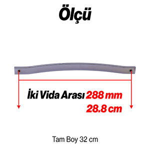 10 Adet Mobilya Kulpu 288 Mm Vida Aralığı Paslanmaz Sağlam Kulpları Kulbu Krom Gümüş Çizgili Metal