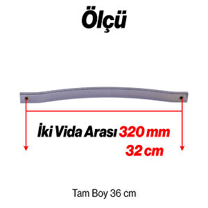 Mobilya Kulpu Paslanmaz Sağlam Kulplar Kulbu Dayanıklı Modern 320 Mm Krom Gümüş Çizgili Metal