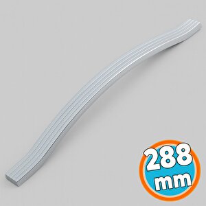 Mobilya Kulpu 288 Mm Vida Aralığı Paslanmaz Sağlam Kulpları Kulbu Krom Gümüş Çizgili Metal