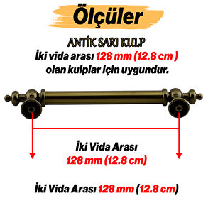 Mobilya Çekmece Mutfak Dolabı Dolap Kapak Kulb Kulpu Metal Antik Sarı Kulp 128 Mm 12.8 Cm