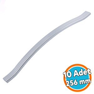 Mobilya Kulpu 256 Mm Vida Aralığı Paslanmaz Sağlam Kulpları Kulbu Krom Gümüş Çizgili Metal 10 Adet