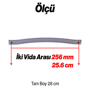 Mobilya Kulpu 256 Mm Vida Aralığı Paslanmaz Sağlam Kulpları Kulbu Krom Gümüş Çizgili Metal 10 Adet